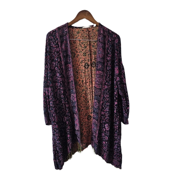 Other - Bohemian Embroidered Kimono Paisley Open Cardigan S/M